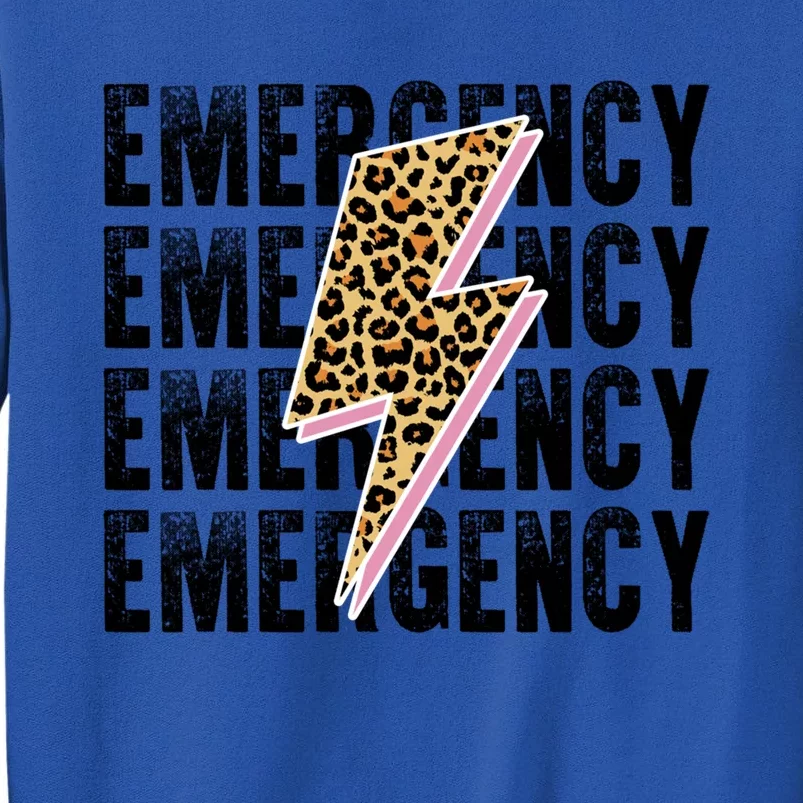 Emergency Room Nurse Departt Er Leopard Lightening Retro Gift Tall Sweatshirt