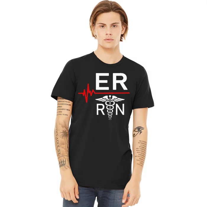 Emergency Room Registered Nurse Gift Er Heartbeat Premium T-Shirt