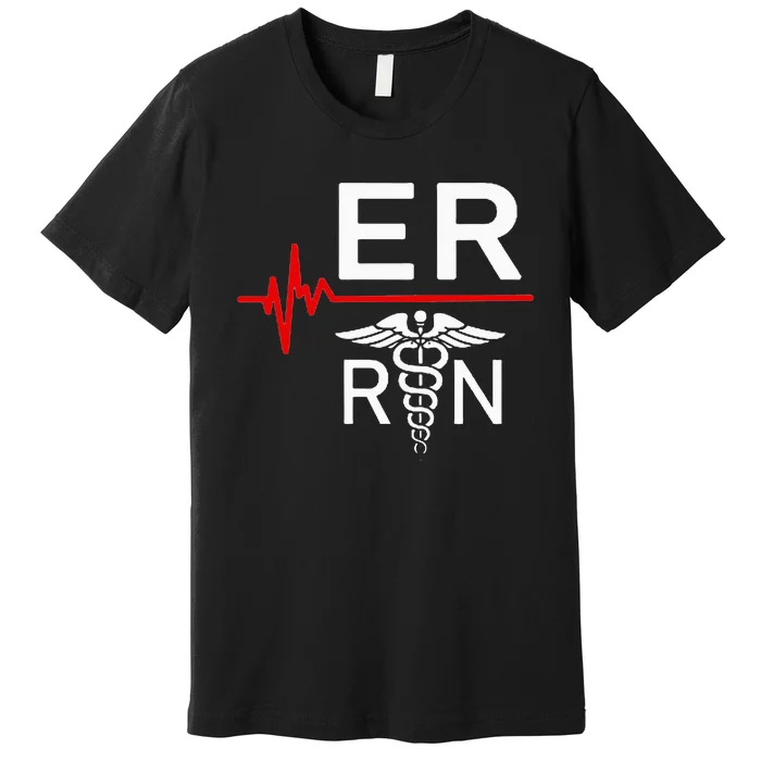 Emergency Room Registered Nurse Gift Er Heartbeat Premium T-Shirt