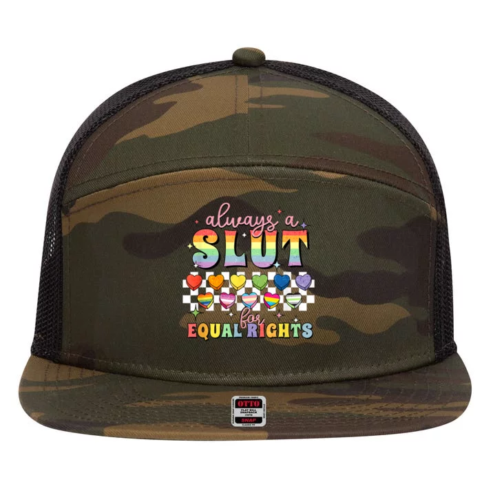 Equal Rights Rainbow Pride Rights Lgbtq 7 Panel Mesh Trucker Snapback Hat