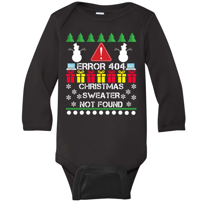 ERROR 404 Christmas Sweater Not Found Baby Long Sleeve Bodysuit