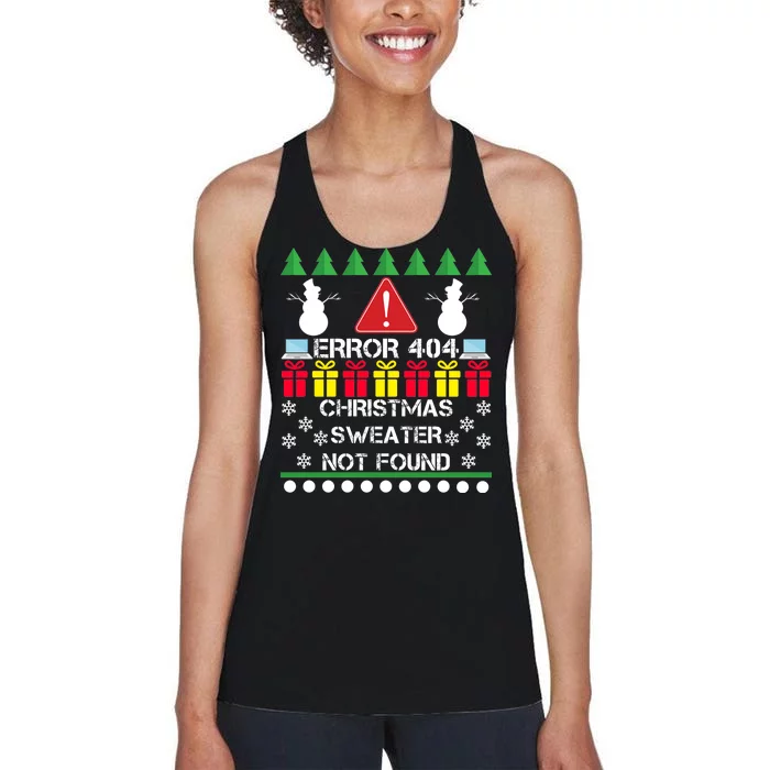 ERROR 404 Christmas Sweater Not Found Women's Racerback Tank