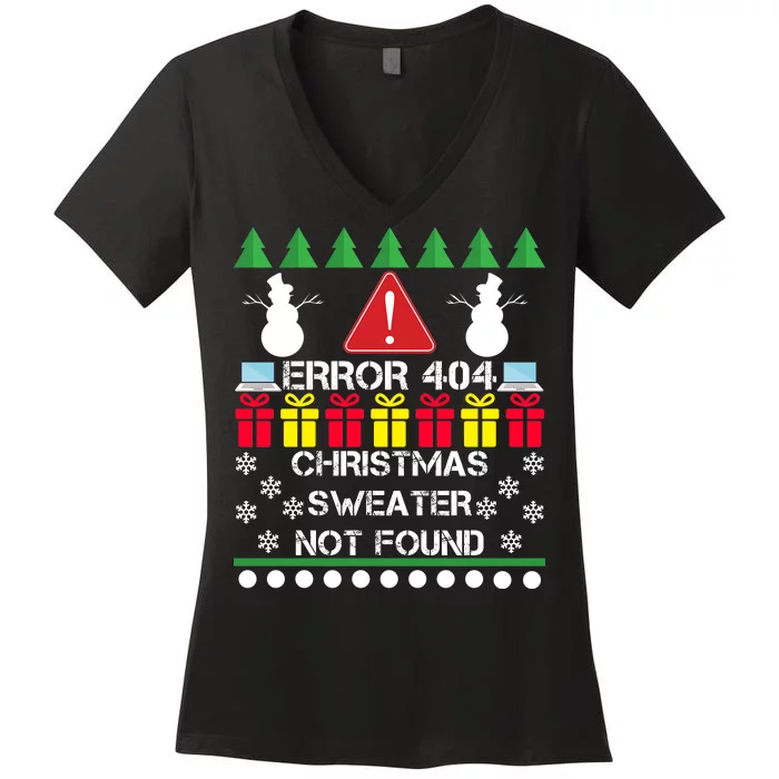 ERROR 404 Christmas Sweater Not Found Women's V-Neck T-Shirt