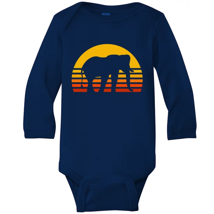 Elephant Retro Sunset Elephant Gift Baby Long Sleeve Bodysuit