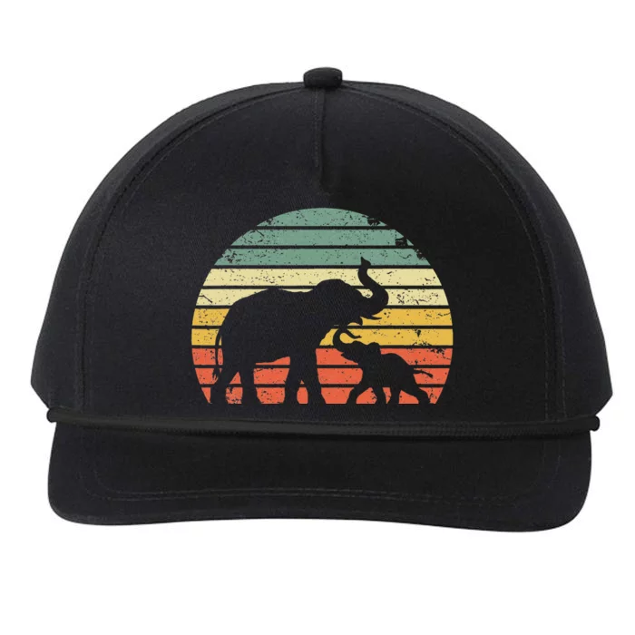 Elephant Retro Sunset Colors Silhouette Snapback Five-Panel Rope Hat