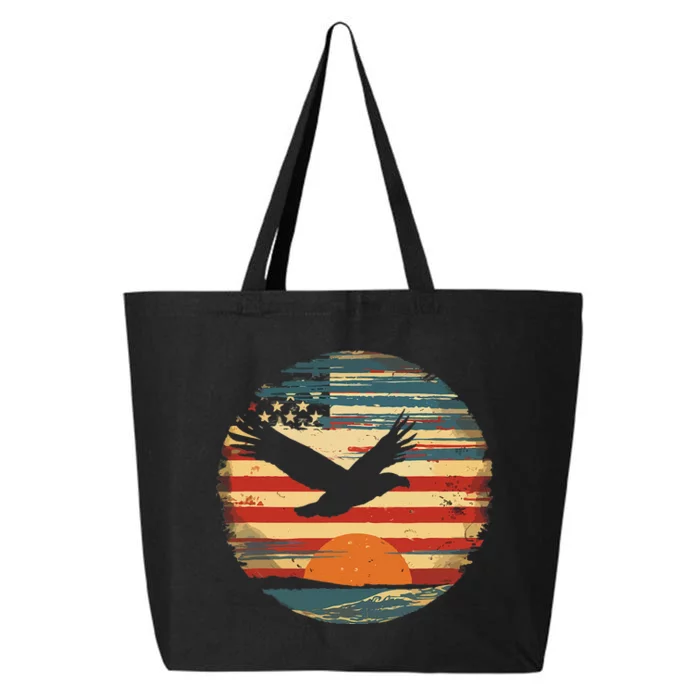 Eagle Retro Sunset Us Flag Usa 25L Jumbo Tote