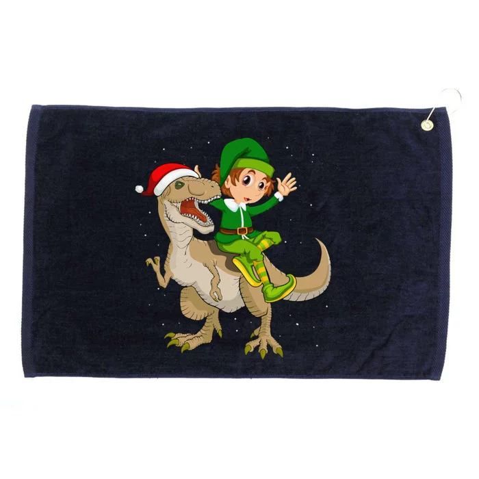 Elf Riding TRex Santa Hat Dinosaur XMas Christmas Gifts Grommeted Golf Towel