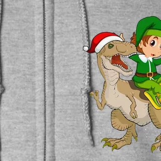 Elf Riding TRex Santa Hat Dinosaur XMas Christmas Gifts Full Zip Hoodie