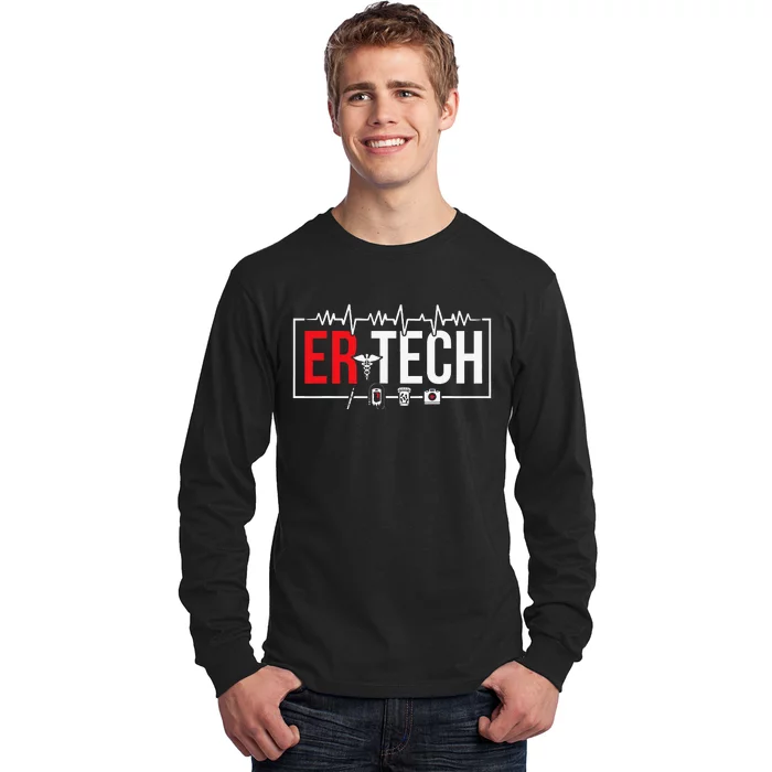 Emergency Room Technician Heartbeat ER Technicians Long Sleeve Shirt