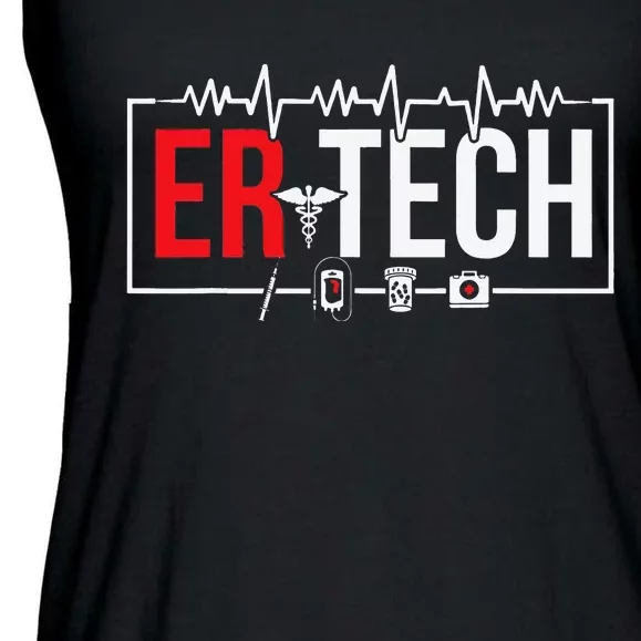 Emergency Room Technician Heartbeat ER Technicians Ladies Essential Flowy Tank