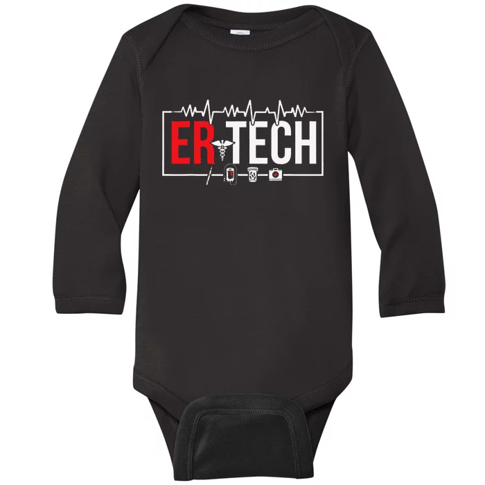 Emergency Room Technician Heartbeat ER Technicians Baby Long Sleeve Bodysuit