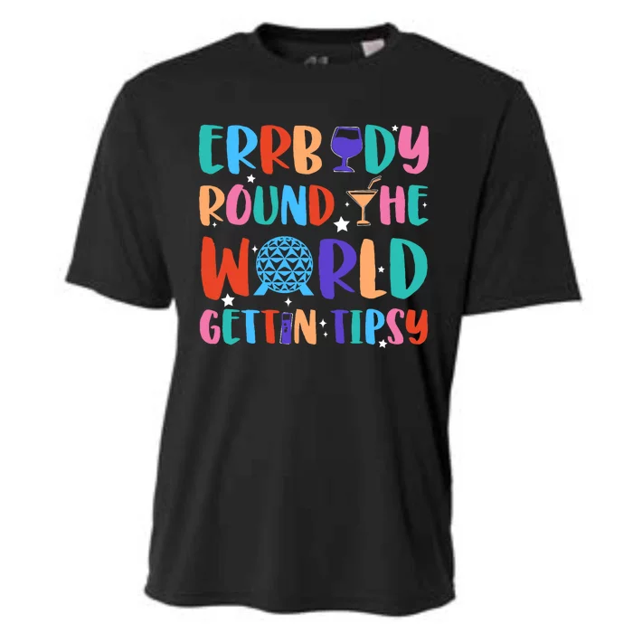 Errbody Round The World Gettin Tipsy Food And Wine Festival Cooling Performance Crew T-Shirt