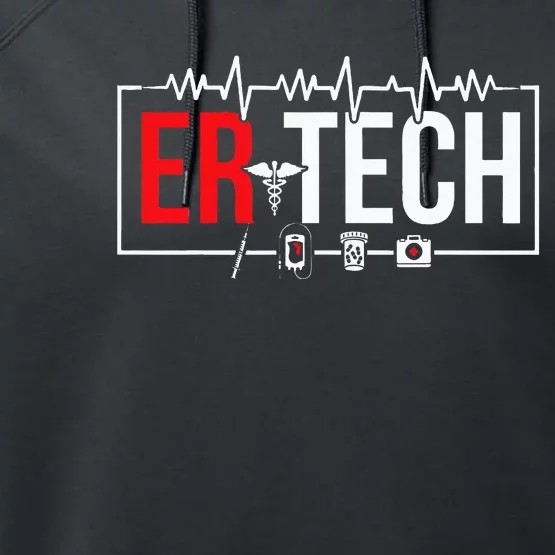 Emergency Room Technician Heartbeat ER Technicians Performance Fleece Hoodie