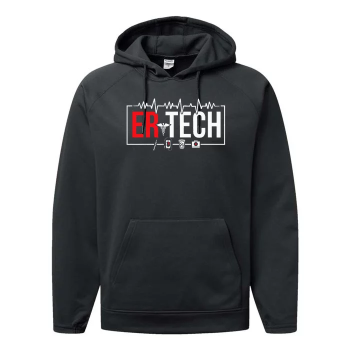 Emergency Room Technician Heartbeat ER Technicians Performance Fleece Hoodie