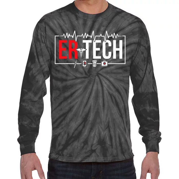 Emergency Room Technician Heartbeat ER Technicians Tie-Dye Long Sleeve Shirt