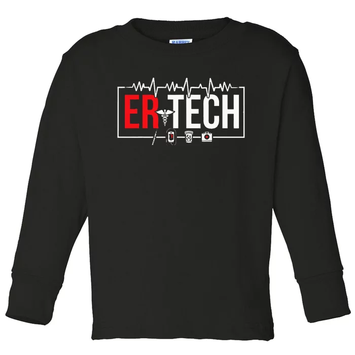 Emergency Room Technician Heartbeat ER Technicians Toddler Long Sleeve Shirt