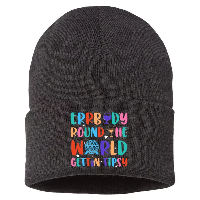 Errbody Round The World Gettin Tipsy Food And Wine Festival Sustainable Knit Beanie