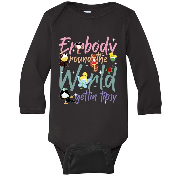 Errbody Round The World Gettin Tipsy Drinking Around The World Baby Long Sleeve Bodysuit