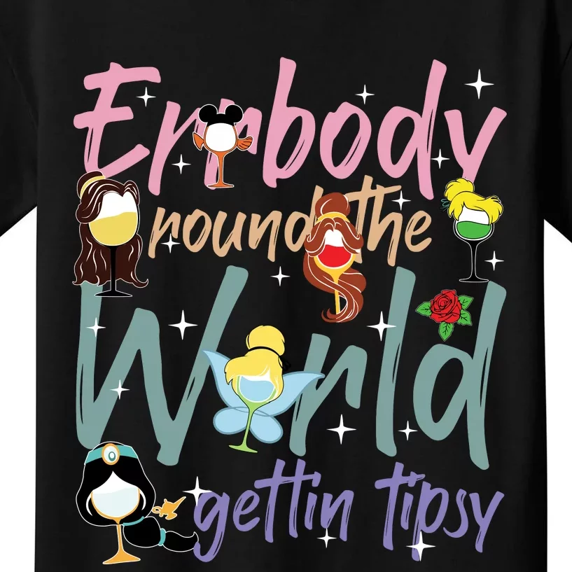 Errbody Round The World Gettin Tipsy Drinking Around The World Kids T-Shirt