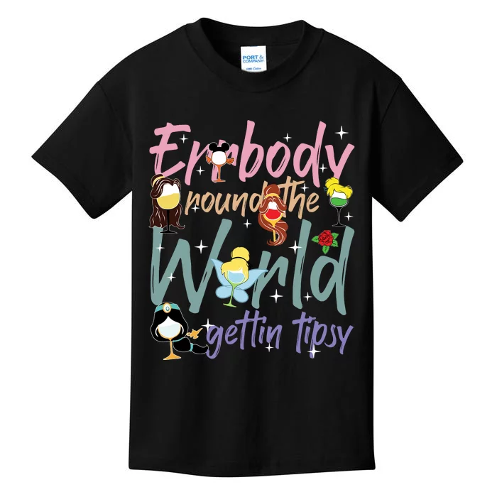 Errbody Round The World Gettin Tipsy Drinking Around The World Kids T-Shirt