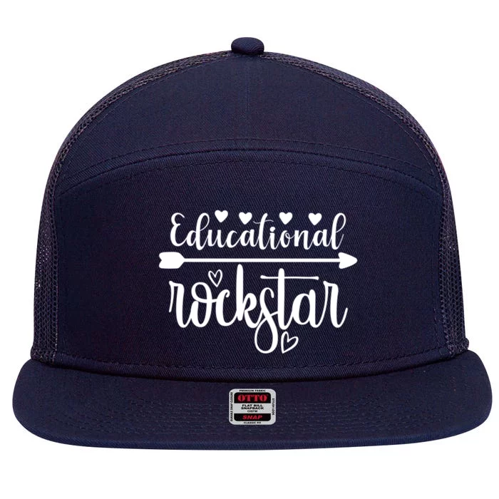 Educational Rockstar Teacher Appreciation Gift 7 Panel Mesh Trucker Snapback Hat