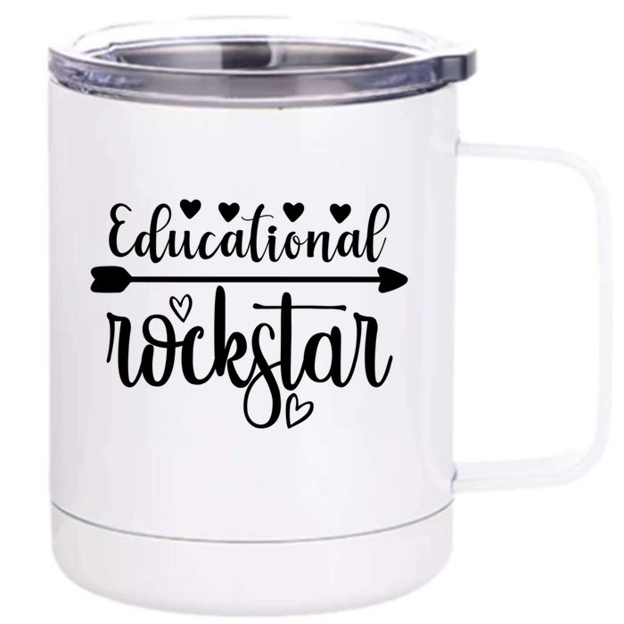 Educational Rockstar Teacher Appreciation Gift Front & Back 12oz Stainless Steel Tumbler Cup