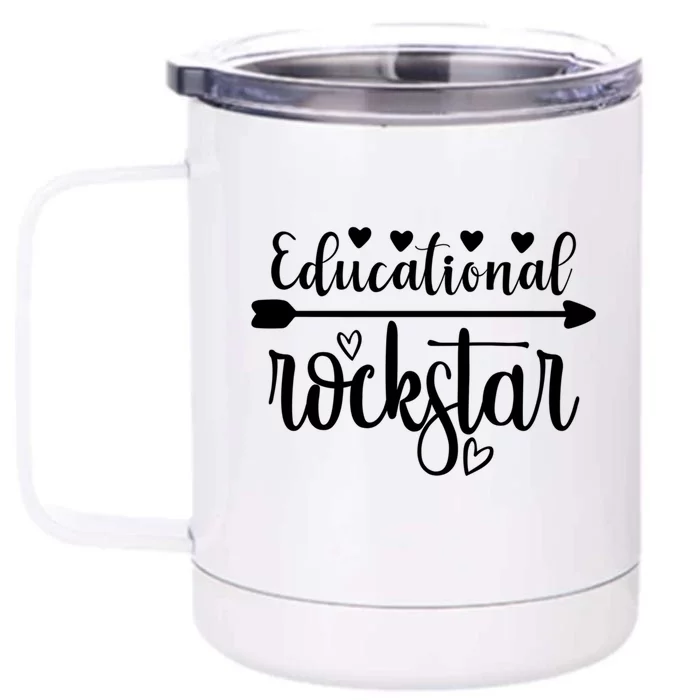 Educational Rockstar Teacher Appreciation Gift Front & Back 12oz Stainless Steel Tumbler Cup