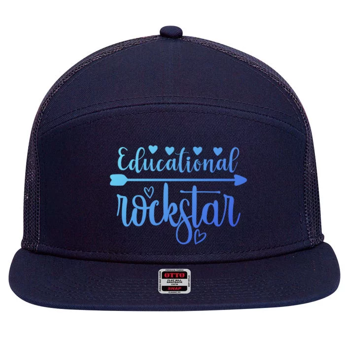 Educational Rockstar Teacher Appreciation Gift 7 Panel Mesh Trucker Snapback Hat