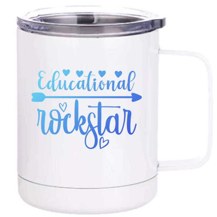 Educational Rockstar Teacher Appreciation Gift Front & Back 12oz Stainless Steel Tumbler Cup