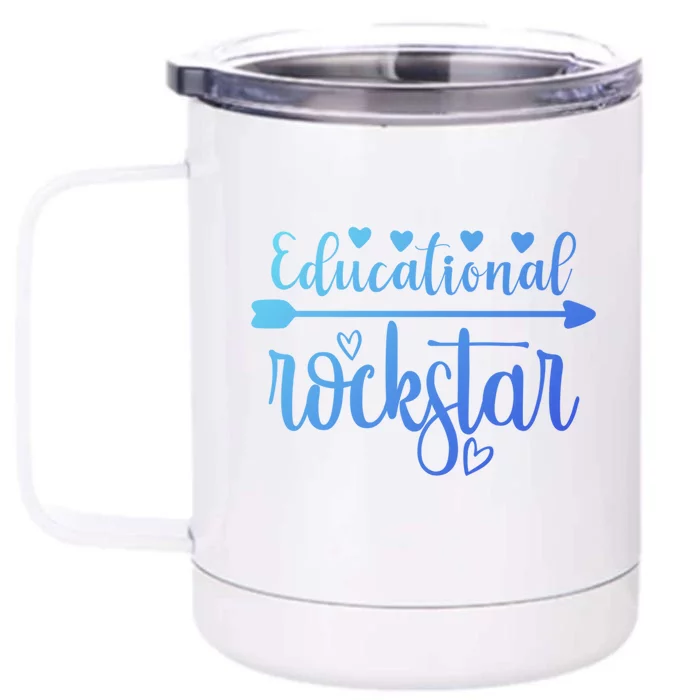 Educational Rockstar Teacher Appreciation Gift Front & Back 12oz Stainless Steel Tumbler Cup