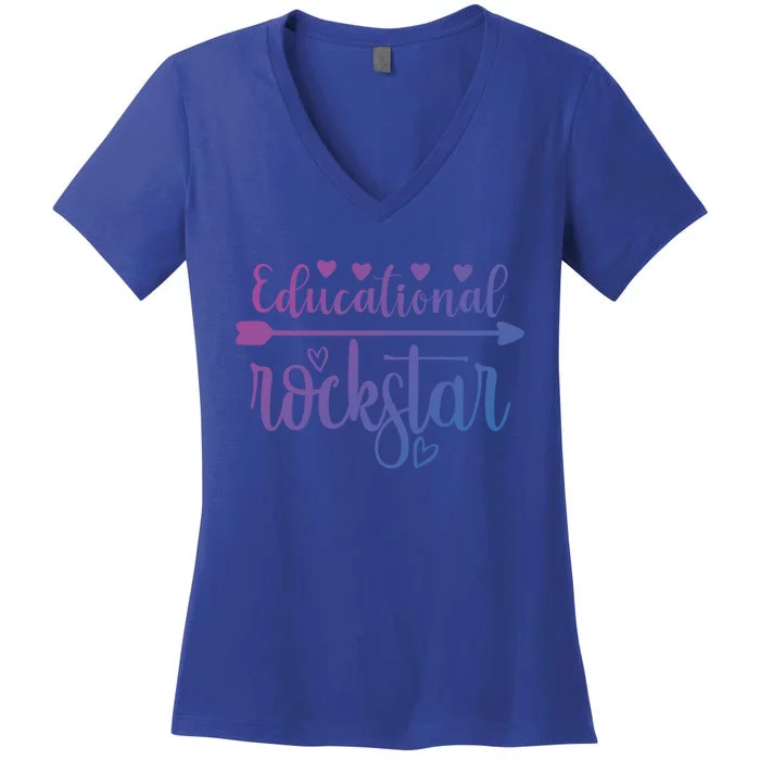 Educational Rockstar Teacher Appreciation Gift Women's V-Neck T-Shirt