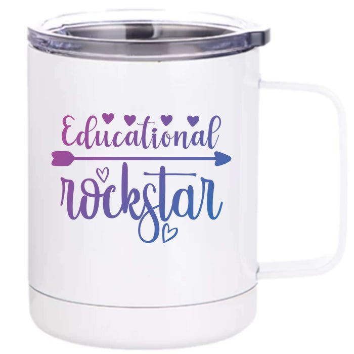 Educational Rockstar Teacher Appreciation Gift Front & Back 12oz Stainless Steel Tumbler Cup