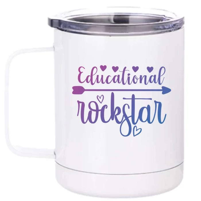 Educational Rockstar Teacher Appreciation Gift Front & Back 12oz Stainless Steel Tumbler Cup