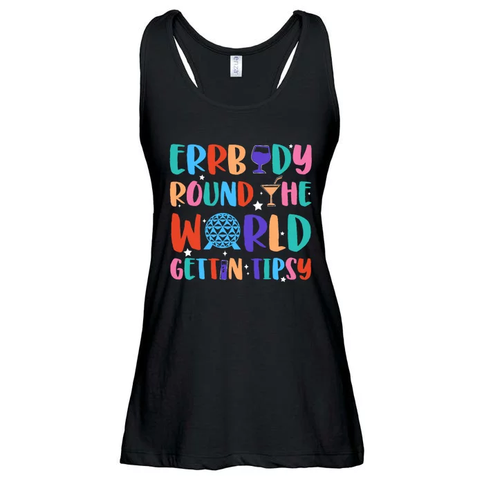 Errbody Round The World Gettin Tipsy Food And Wine Festival Ladies Essential Flowy Tank