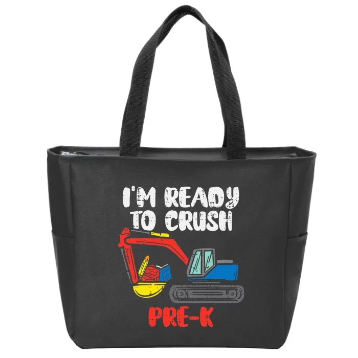 Excavator Ready To Crush Prek Prek First Day School Truck Zip Tote Bag