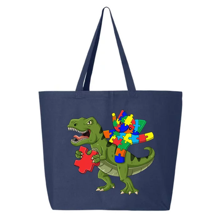 Elephant Riding T Rex Autism Awarenesss 25L Jumbo Tote