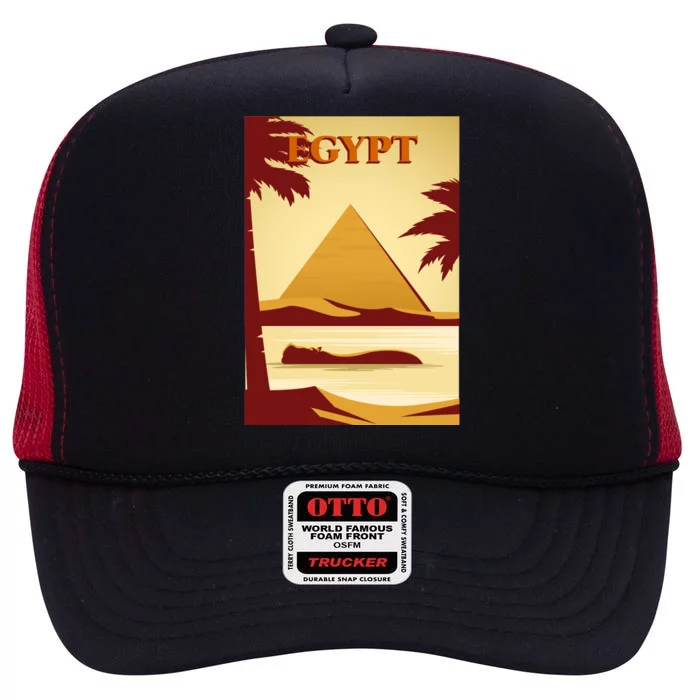 Egypt Retro Vintage Poster High Crown Mesh Trucker Hat