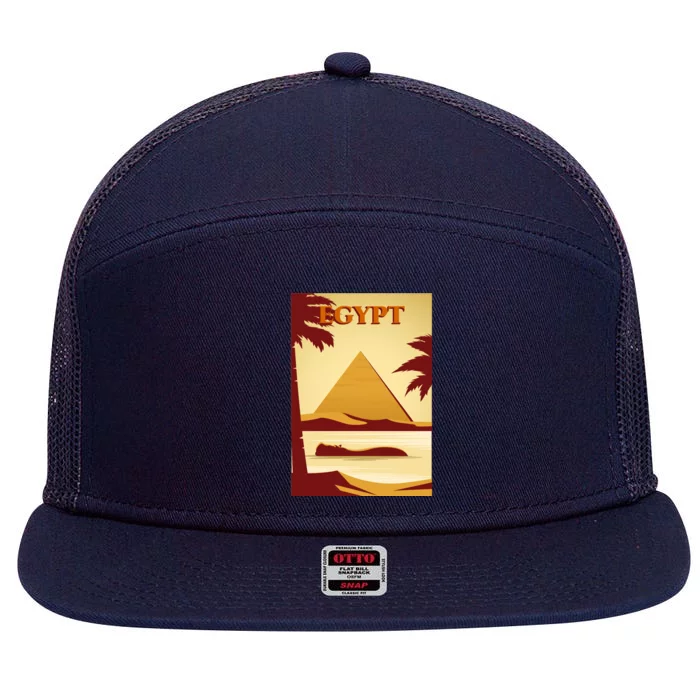 Egypt Retro Vintage Poster 7 Panel Mesh Trucker Snapback Hat