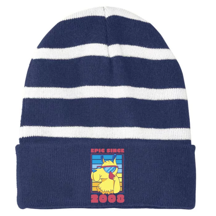 Epic Since 2008 Birthday Gift Striped Beanie with Solid Band