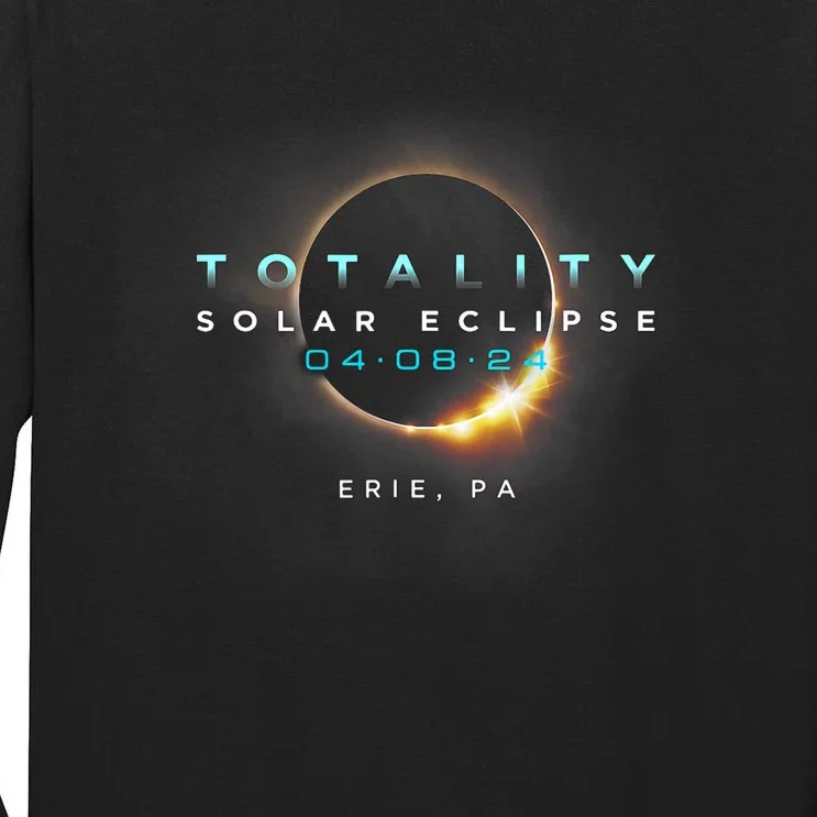 Eclipse Solar 2024 Erie Pa Totality 04 08 24 Tall Long Sleeve T-Shirt