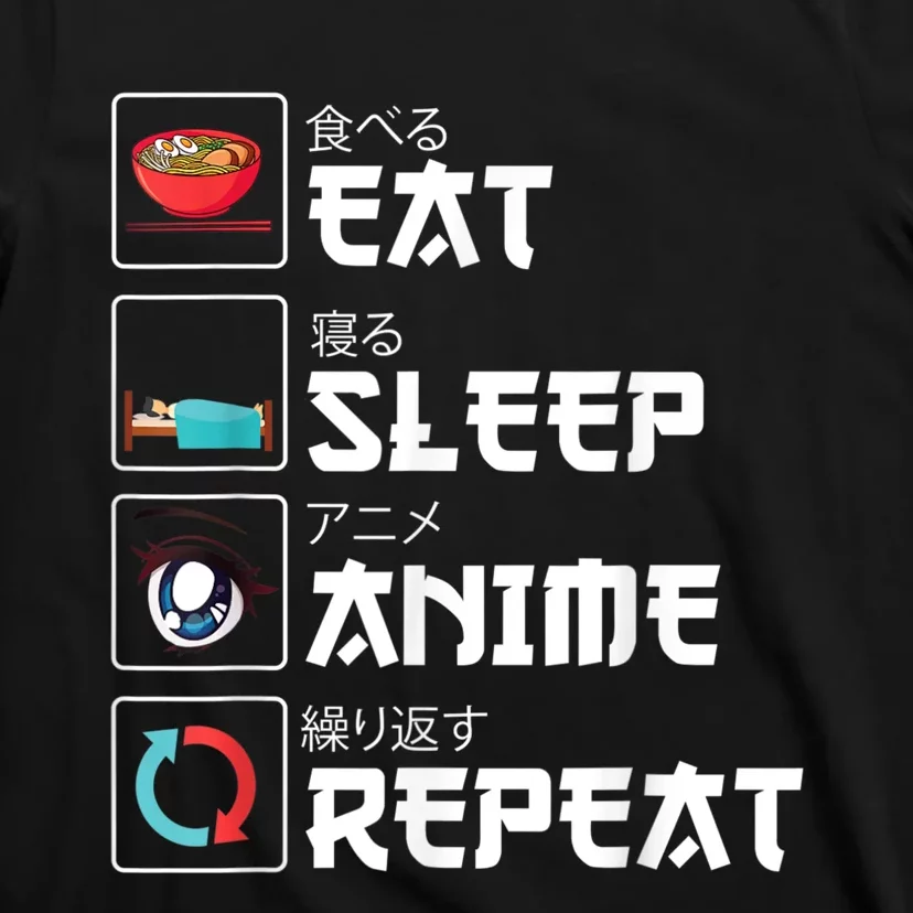 Eat Sleep Anime Repeat Funny Manga Otaku Girls Boys Anime T-Shirt