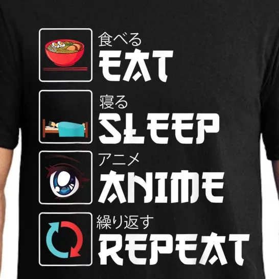 Eat Sleep Anime Repeat Funny Manga Otaku Girls Boys Anime Pajama Set