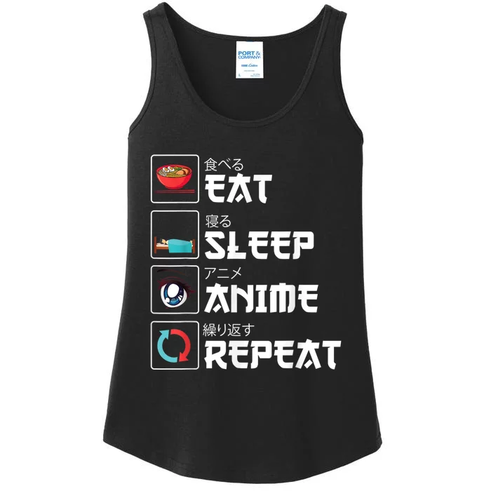 Eat Sleep Anime Repeat Funny Manga Otaku Girls Boys Anime Ladies Essential Tank