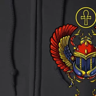 Egyptian Scarab Ankh Cross Ancient Egypt Symbol Archeology Full Zip Hoodie