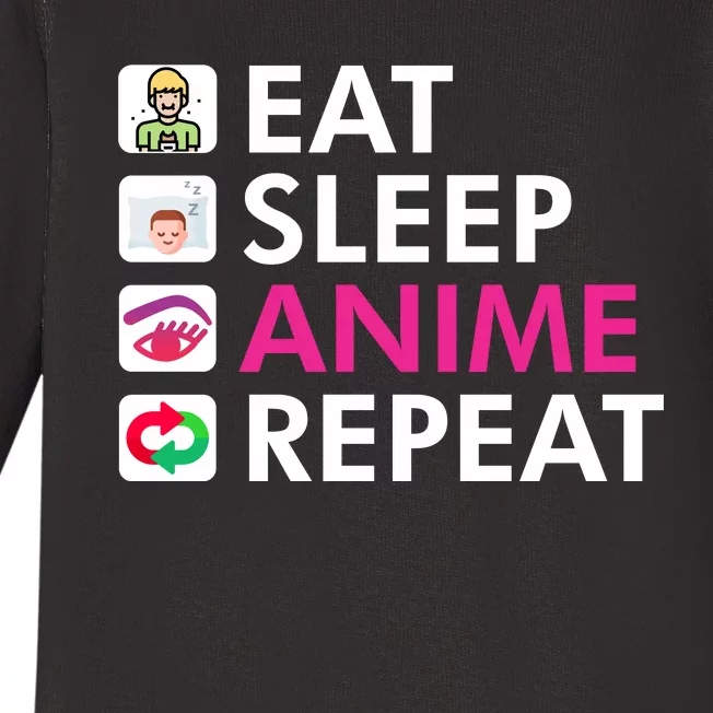 Eat Sleep Anime Repeat Baby Long Sleeve Bodysuit