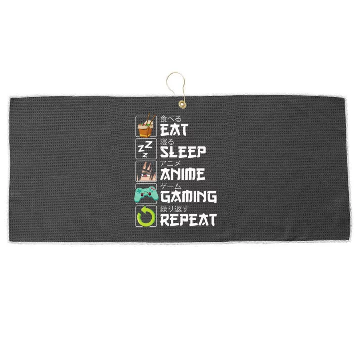 Eat Sleep Anime Gaming Repeat Kawaii Otaku Anime Manga Large Microfiber Waffle Golf Towel