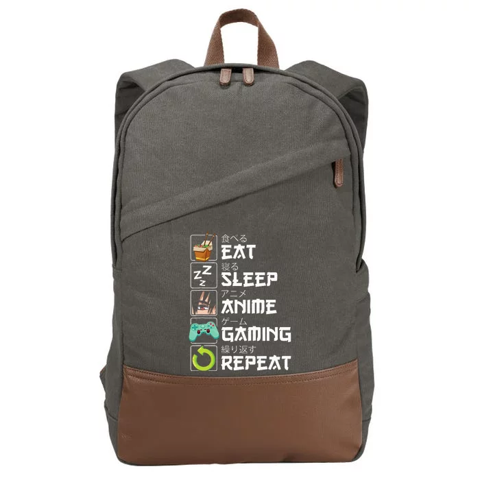 Eat Sleep Anime Gaming Repeat Kawaii Otaku Anime Manga Cotton Canvas Backpack