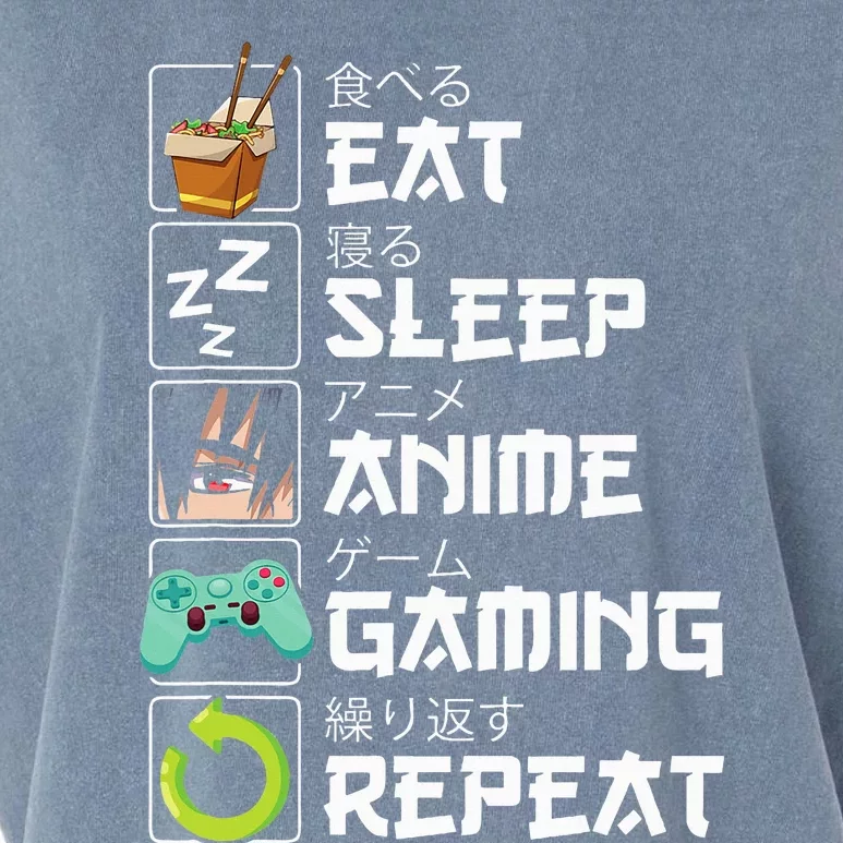 Eat Sleep Anime Gaming Repeat Kawaii Otaku Anime Manga Garment-Dyed Women's Muscle Tee