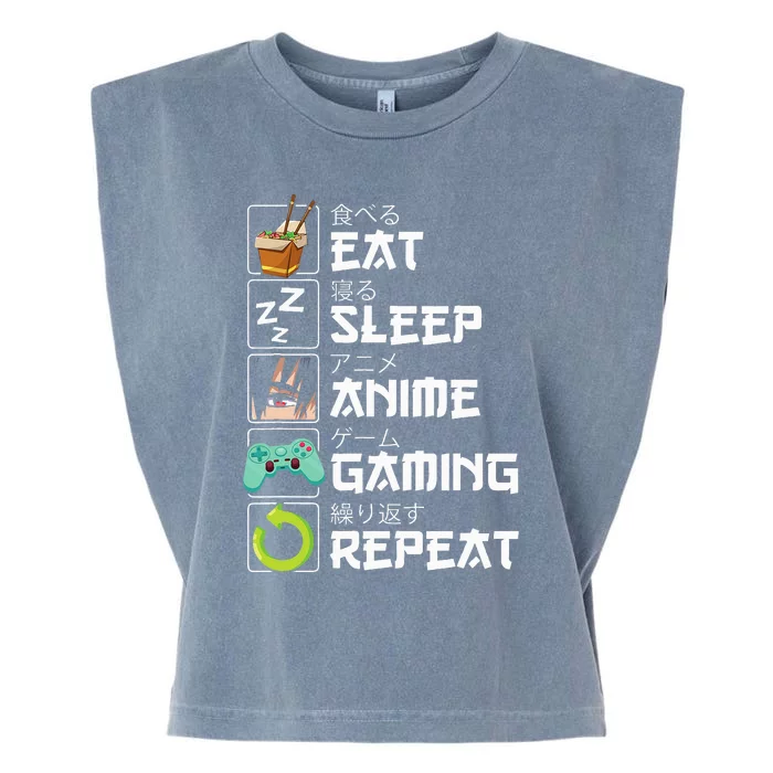 Eat Sleep Anime Gaming Repeat Kawaii Otaku Anime Manga Garment-Dyed Women's Muscle Tee