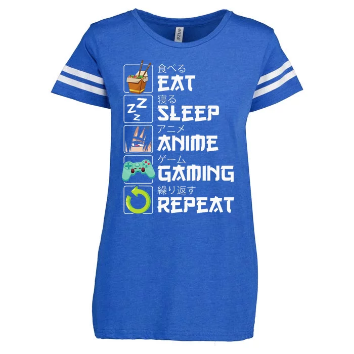 Eat Sleep Anime Gaming Repeat Kawaii Otaku Anime Manga Enza Ladies Jersey Football T-Shirt